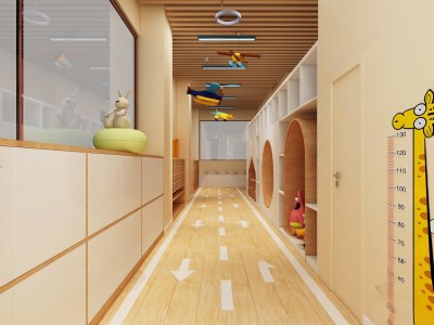 现代幼儿园过道3D模型下载